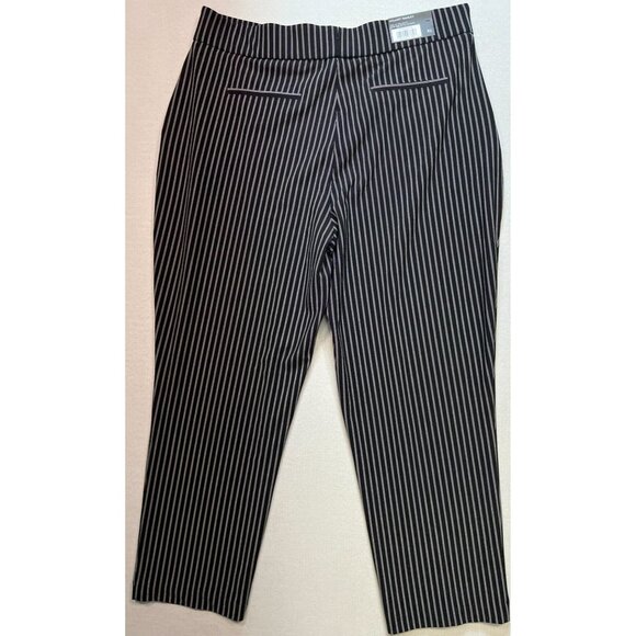 Hilary Radley Women's Tummy Control Pleated Pants Size XL Black White Stripe - Picture 2 of 11